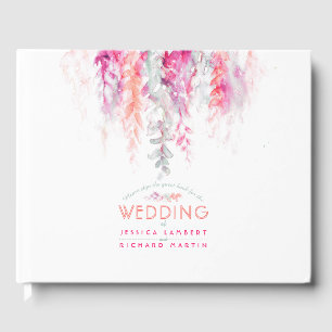 Livro De Visitas Guestbook cor-de-rosa alaranjado coral da cascata