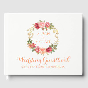 Livro De Visitas Guestbook cor-de-rosa Peachy do casamento da