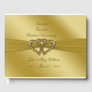 Livro De Visitas Guestbook de aniversário de casamento do Ouro clás