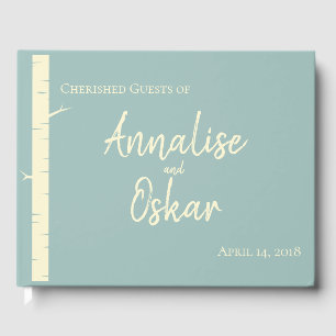 Livro De Visitas Guestbook de Casamento Azul de Berço Simples