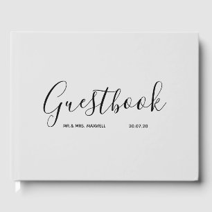 Livro De Visitas Guestbook de Casamento Clássico Simples Moderno