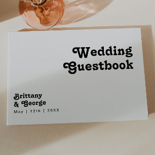 Livro De Visitas Guestbook de Casamento com Letra Retroativa Modern