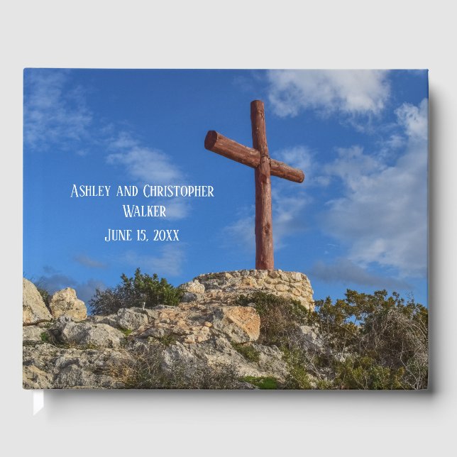 Livro De Visitas Guestbook de Casamento Cruzado Cristão (Frente)