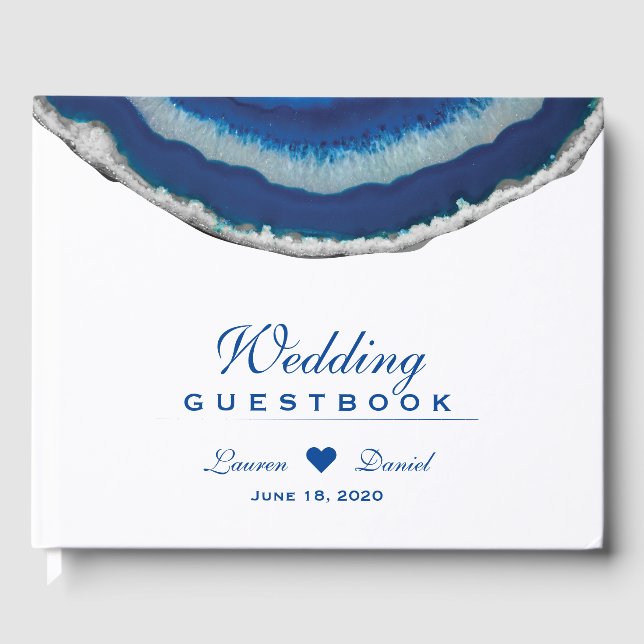 Livro De Visitas Guestbook de Casamento de Agata Azul (Frente)