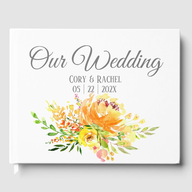 Livro De Visitas Guestbook de Casamento de Buquê de Verão bonito (Frente)