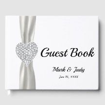 Guestbook de Casamento de Coração com Diamante Bra