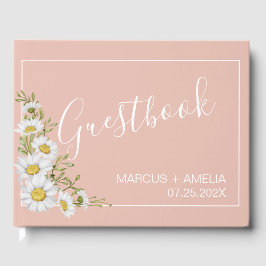Livro De Visitas Guestbook de Casamento de Destis Brancos e Blush M