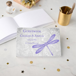 Livro De Visitas Guestbook de Casamento de Dragonfly Roxo