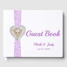 Livro De Visitas Guestbook de Casamento de Fita Roxo Unicorn
