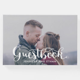Livro De Visitas Guestbook de Casamento de Foto de Tipografia Minim