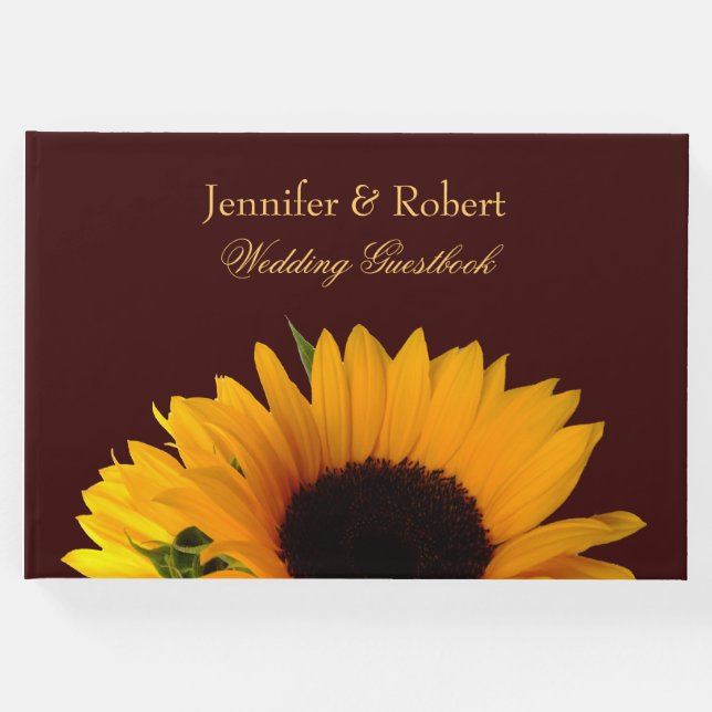 Livro De Visitas Guestbook de Casamento de Girassol de outono (Frente)