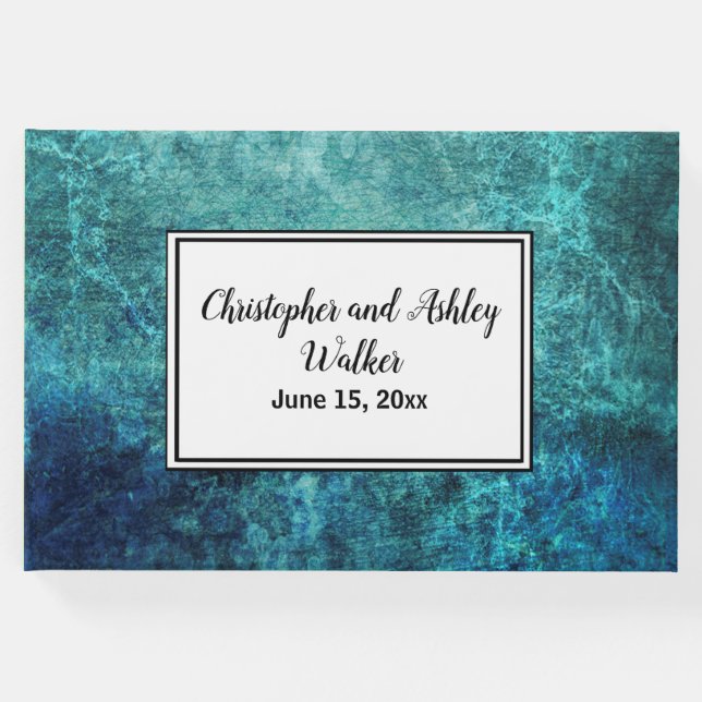 Livro De Visitas Guestbook de Casamento de Mola Azul Marinho Teal G (Frente)