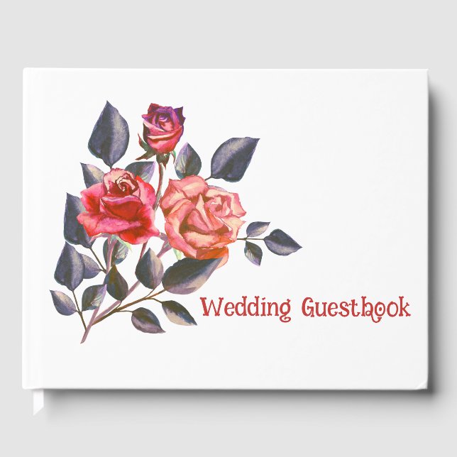 Livro De Visitas Guestbook de Casamento de Rosas Laranja (Frente)