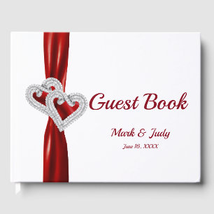 Livro De Visitas Guestbook de Casamento do Red Diamond Hearts