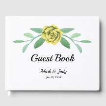 Guestbook de casamento Folhagem Floral Amarelo