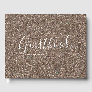 Livro De Visitas Guestbook de Casamento  Glitter Dourado Rosa