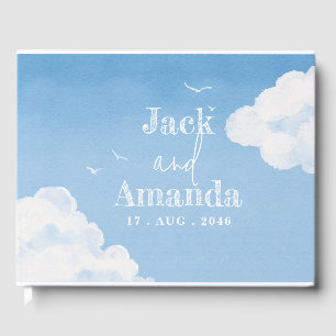 Livro De Visitas Guestbook de Casamento por Aquarela Azul Claro