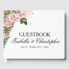 Livro De Visitas Guestbook de Casamento Rosa e Ferns