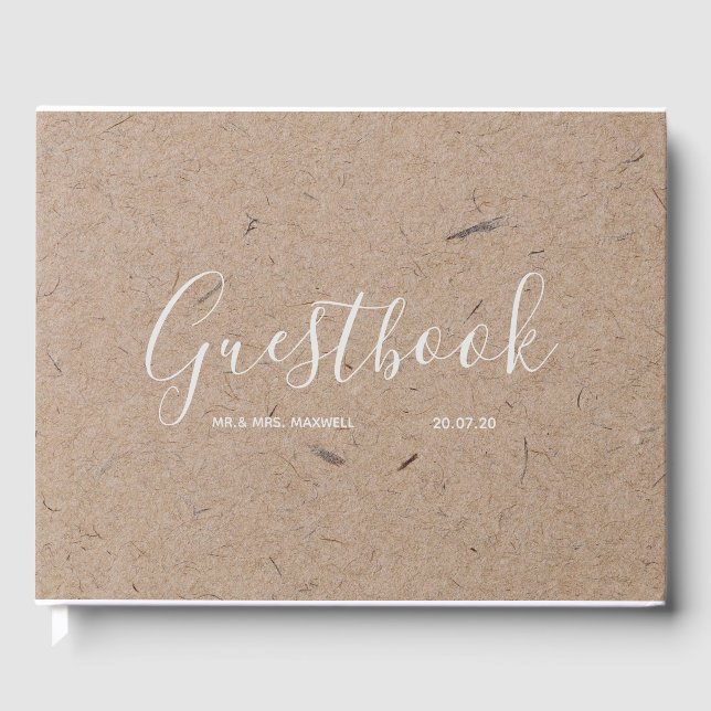 Livro De Visitas Guestbook de Casamento | Rustic Kraft Paper Chic (Frente)