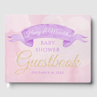 Livro De Visitas Guestbook de Chá de fraldas Puro de Aquarelas do U