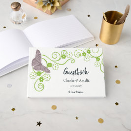 Livro De Visitas Guestbook de Dia Floral de Casamento da Borboleta 