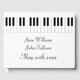 Livro De Visitas Guestbook de Piano Keyboard Themed Weding