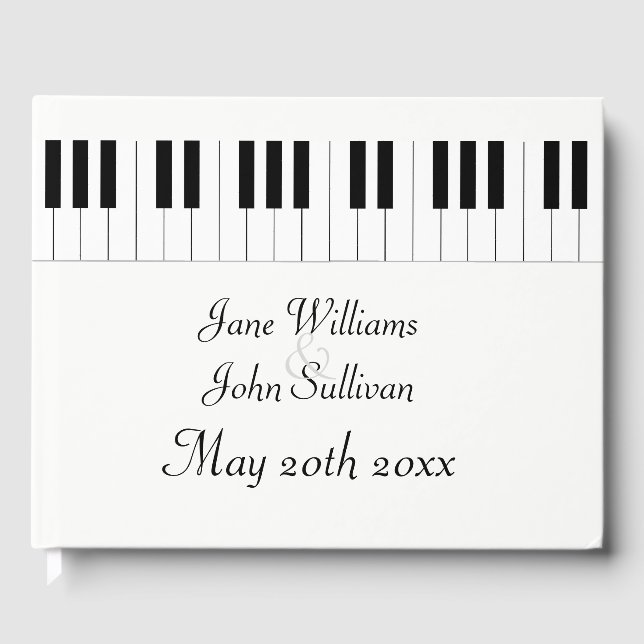 Livro De Visitas Guestbook de Piano Keyboard Themed Weding (Frente)