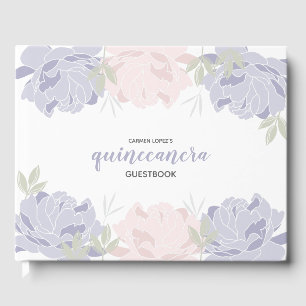 Livro De Visitas Guestbook de Quinceanera das peônias do rosa