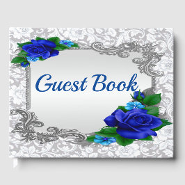 Livro De Visitas Guestbook Elegant Blue Rosa
