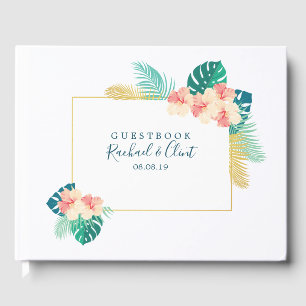 Livro De Visitas Guestbook havaiano Dourado elegante do casamento