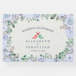 Livro De Visitas Guestbook Light Blue Watercolor Floral