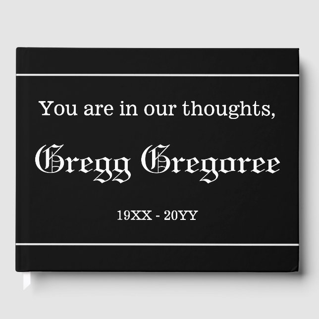 Livro De Visitas Guestbook Memorial Respeitável, Personalizado (Frente)