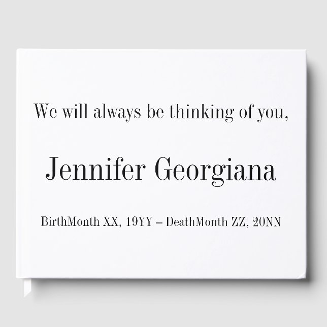 Livro De Visitas Guestbook para memórias simples e mínimas (Frente)