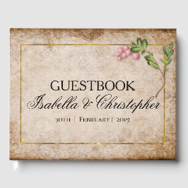 Livro De Visitas Guestbook Vintage Pink Berries