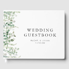 Livro De Visitas guia de casamento de aquarela verde
