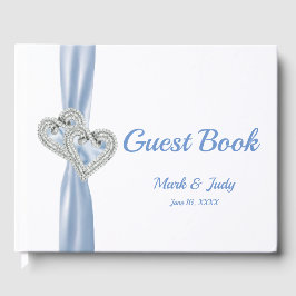 Livro De Visitas Guia de Casamento de Corações de Diamante Azul