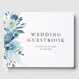 Livro De Visitas Guia de casamento floral azul