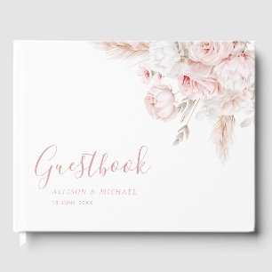 Livro De Visitas guia de casamento floral do rosa moderno empoeirad