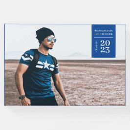 Livro De Visitas Guia Foto Simples Graduação Blue Guest Book