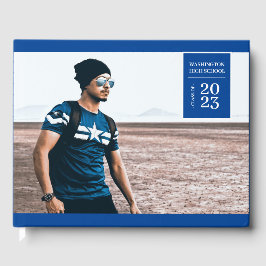 Livro De Visitas Guia Foto Simples Graduação Blue Guest Book