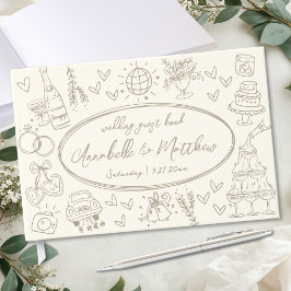 Livro De Visitas Hand Drawn Vintage Whimsical Wedding Guest Book