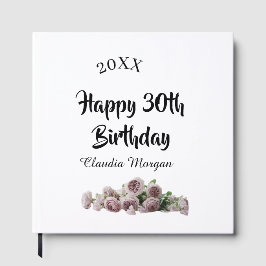 Livro De Visitas Happy 30th birthday pink white mauve floral name y