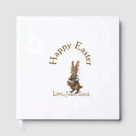 Livro De Visitas Happy Easter brown bunny with eggs love add name 