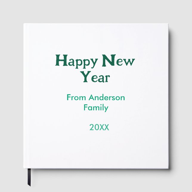 Livro De Visitas Happy new year green add family name year simple  (Frente)