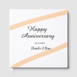 Livro De Visitas Happy wedding anniversary orange pastel lines name