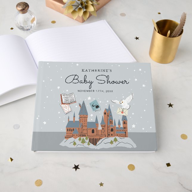 Livro De Visitas Harry Potter | Baby Shower Guest Gift List (Frente aberta)