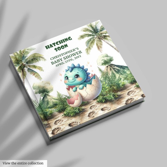 Livro De Visitas Hatching Em Breve Fofo Dinossauro Guest Book (Hatching Soon Cute Dinosaur Guest Book)