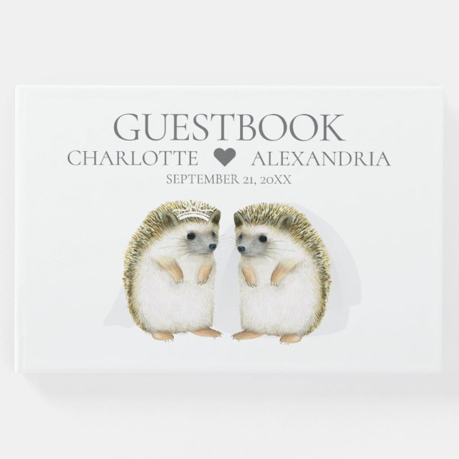 Livro De Visitas Hedgehog Brides Casamento de Casal Lésbica Ótima (Frente)