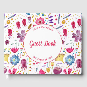 Livro De Visitas Hedgerow Flowers Watercolor Wedding Guest Book