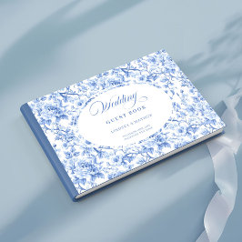 Livro De Visitas Heirloom Style Navy Roses Toile Guest Book